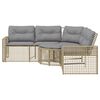 vidaXL Tuinbank met kussens en voetensteun L-vormig poly rattan beige