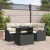 vidaXL Tuin Sofa Set met kussen met kussen 5 pcs Zwart Poly Rattan