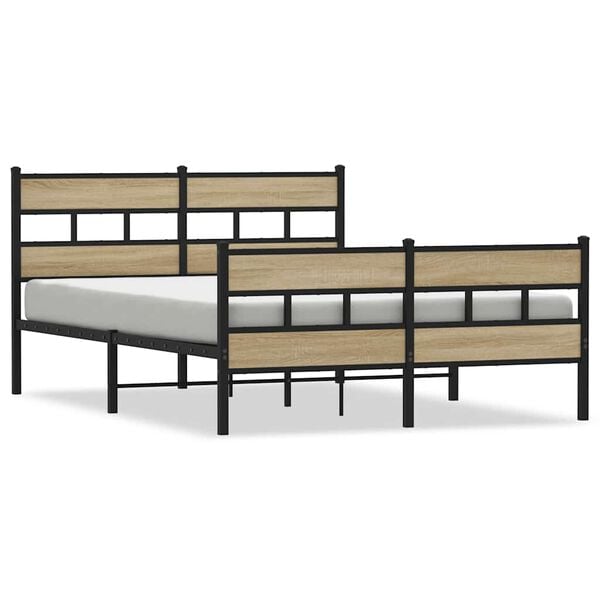 vidaXL Bedframe zonder matras metaal sonoma eikenkleurig 140x190 cm