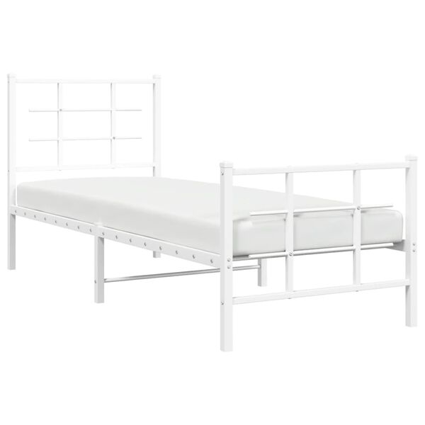 vidaXL Bedframe met hoofd- en voeteneinde metaal wit 75x190 cm