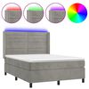 vidaXL Boxspring met matras en LED fluweel lichtgrijs 140x200 cm
