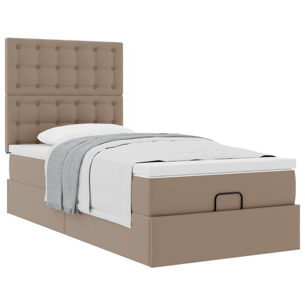 vidaXL Ottomaanse bed met matras 90x190cm kunstleer cappuccinokleurig