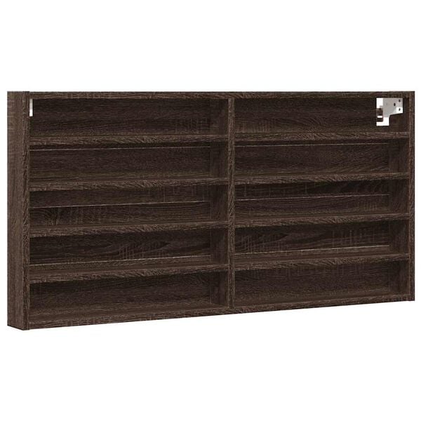 vidaXL Vitrinekast 100x8,5x50 cm bewerkt hout bruin eikenkleurig