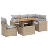 vidaXL 6-delige Loungeset met kussens poly rattan beige