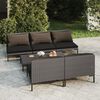 vidaXL 6-delige Loungeset met kussens poly rattan donkergrijs