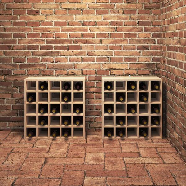 vidaXL Wijnrek 2 pcs Naturel 56 x 25 x 56 cm Massief grenenhout