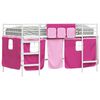vidaXL Loftbedframe voor Kinderen met Gordijnen Wit en Roze