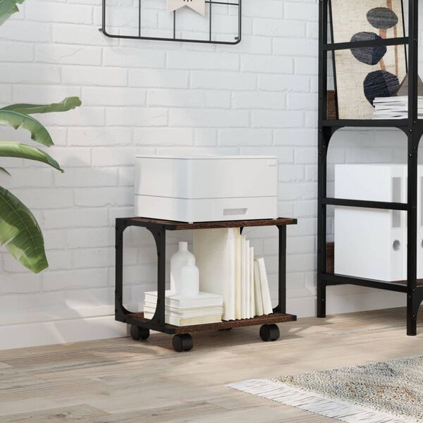 vidaXL Printerkastje 2-laags 41x28x33,5 cm bewerkt hout bruin eiken