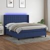 vidaXL Boxspring met matras en LED stof blauw 160x200 cm