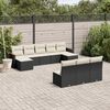 vidaXL 10-delige Loungeset met kussens poly rattan zwart