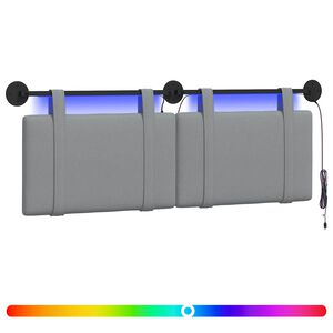 vidaXL Hangend hoofdbord Met LED-verlichting Lichtgrijs Stof