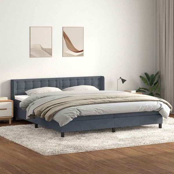 vidaXL Boxspring met matras fluweel donkergrijs 180x220 cm