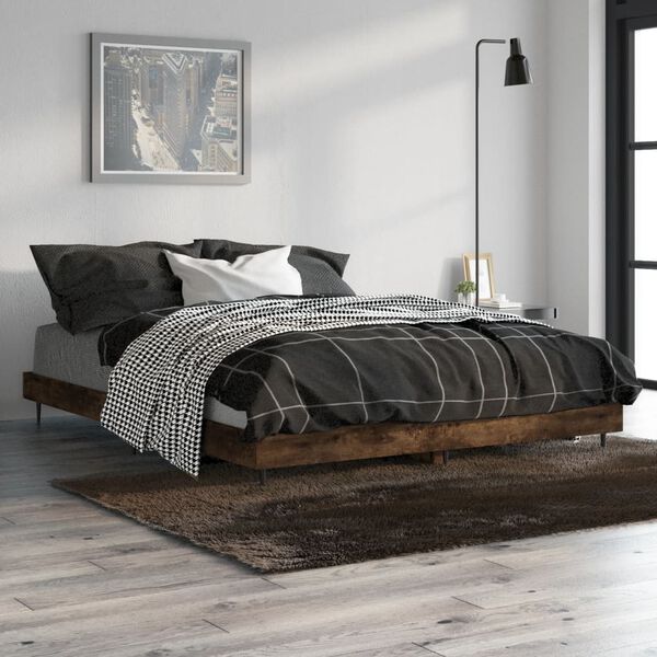 vidaXL Bedframe zonder matras hout gerookt eikenkleurig 140x190 cm