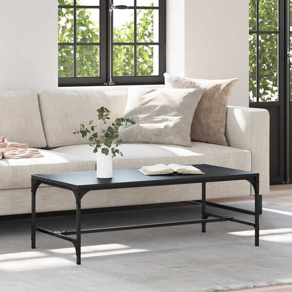 vidaXL Salontafel Zwart Eiken 100 x 50 x 35 cm Bewerkt hout