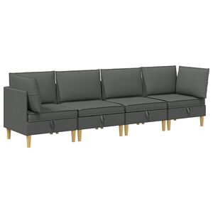 vidaXL Modulaire Sofa Set met Opslag 4 pcs Donkergrijs Stof