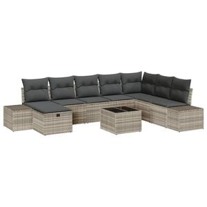 vidaXL Tuin Sofa Set 9 st Lichtgrijs poly rattan