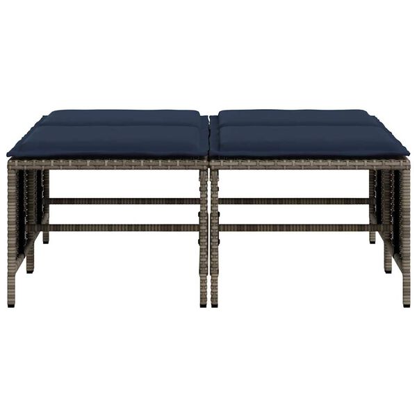 vidaXL Tuinstoelen met kussens 4 stuks grijs polyrotan