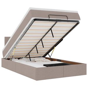vidaXL Bed poef met matras en LED's 120x190 cm stof taupe