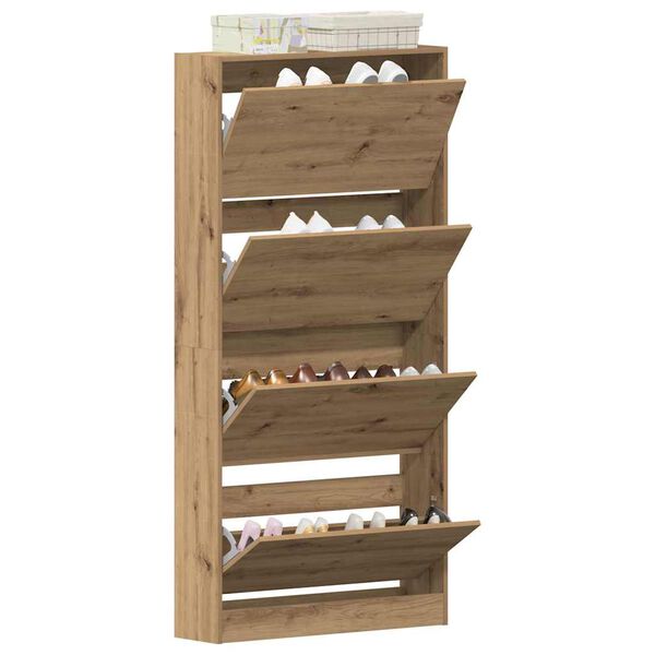 vidaXL Schoenenkast Artisan Eiken 80 x 21 x 163,5 cm Bewerkt hout
