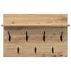 vidaXL Wandgemonteerde kapstok met plank Artisan Eiken 60 x 40 x 12 cm