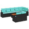 vidaXL Tuinbankenset 9 st Zwart en Turquoise poly rattan