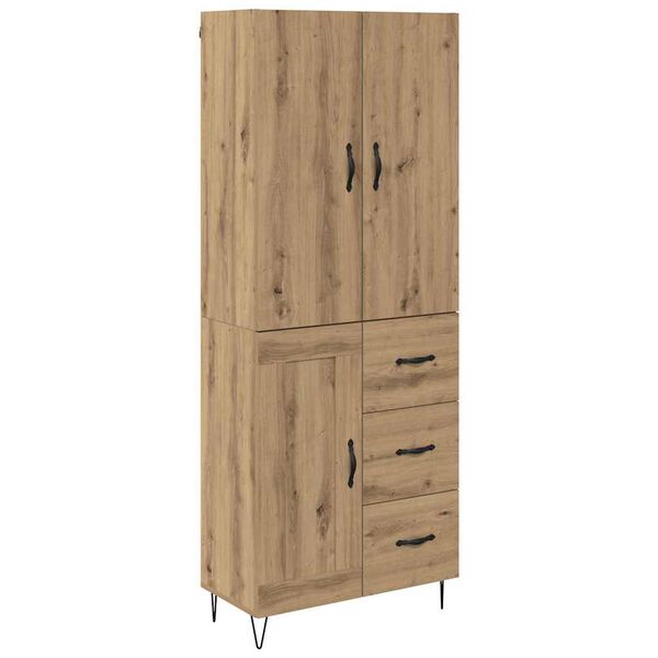 vidaXL Hoge kast met lade 2 pcs Artisan Eiken Ge&euml;ngineerd hout en glas