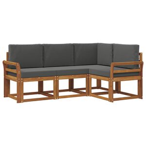 vidaXL Buiten bankenset met kussen 4 pcs Natuurlijk en Antraciet
