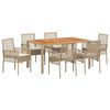 vidaXL Tuin eettafelset 7 pcs Beige poly rattan