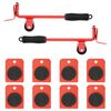 vidaXL Meubelrollers 8 stuks met lifters 9,8x7,5x3 cm 150 kg rood