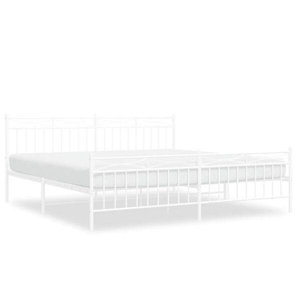 vidaXL Bedframe met hoofd- en voeteneinde metaal wit 193x203 cm