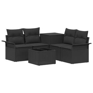 vidaXL Bankstel 6 st 4-Aantal zitplaatsen Zwart Poly Rattan en Staal