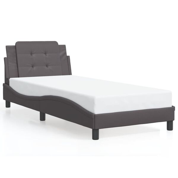 vidaXL Bedframe met LED zonder matras "Zadar" grijs 90x200 cm