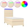vidaXL Boxspring met matras en LED stof cr&egrave;mekleurig 80x200 cm