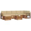 vidaXL Sofa-Sets 8 pcs Natuurlijk en Beige Massief Acaciahout