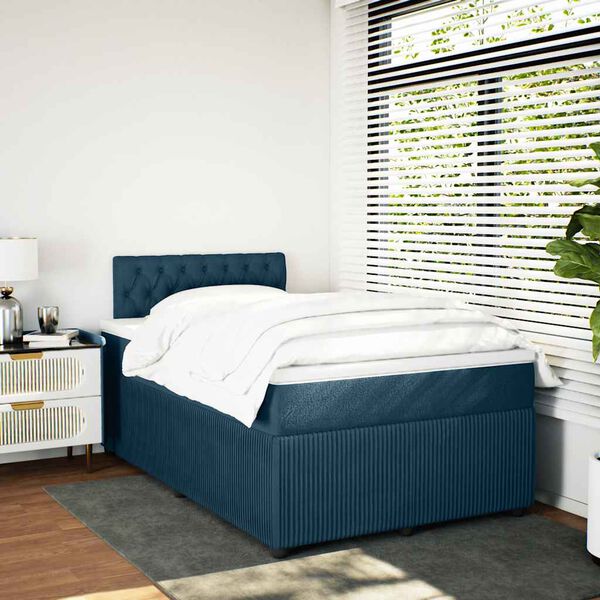 vidaXL Boxspring met matras fluweel blauw 120x200 cm