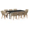 vidaXL Tuin eettafelset 9 st Beige poly rattan