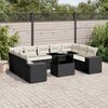 vidaXL 10-delige Loungeset met kussens poly rattan zwart