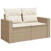 vidaXL 3-delige Loungeset met kussens poly rattan beige