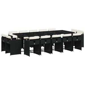 vidaXL 15-delige Tuinset met kussens poly rattan zwart