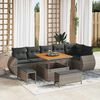 vidaXL Tuin Sofa Set met kussen met opslag 9 pcs Grijs Poly Rattan