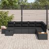 vidaXL Tuin Sofa Set met kussen met opslag Zwart poly rattan