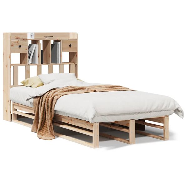 vidaXL Bed met boekenkast zonder matras massief grenenhout 75x190 cm