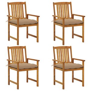 vidaXL Tuinstoelen 4 st met kussens massief acaciahout