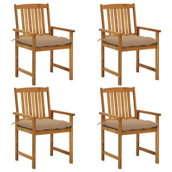 vidaXL Tuinstoelen 4 st met kussens massief acaciahout