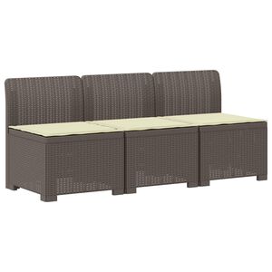 vidaXL 3-zits tuinbank met kussens in rattanlook PP Lichtgrijs