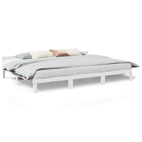 vidaXL Bedframe Family zonder matras 240x200 cm massief grenenhout wit