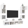 vidaXL 8-delige Tv-wandmeubelset met LED-verlichting bewerkt hout wit