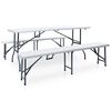vidaXL Tuintafel met 2 bankjes inklapbaar 180 cm staal en HDPE wit