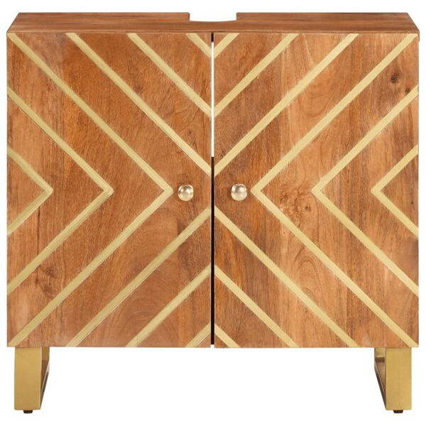 vidaXL Wastafelkast massief mangohout bruin en zwart