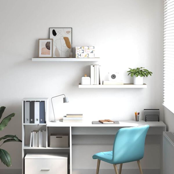 vidaXL Wandschappen zwevend 2 st 90x23,5x3,8 cm MDF eikenkleurig wit